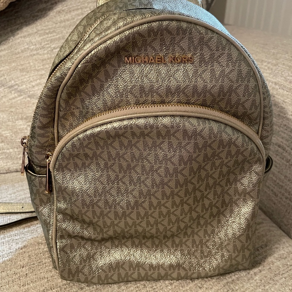 Michael Kors Gold Backpack and matching wallet